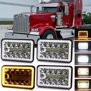 4PCS DOT 4x6'' LED Headlights DRL Hi/Lo Fit Kenworth T800 T400 T600A T600 W900 - Bild 1 von 13