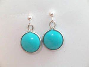 Orecchini pendenti in ARGENTO 925 con Neolite (Turchese ricomposto) -Pietra Dura - Foto 1 di 5