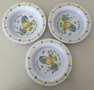 3 Classic Pooh Melamine Dessert Bowls 16.5 cm across top Winnie the Pooh - Picture 1 of 2