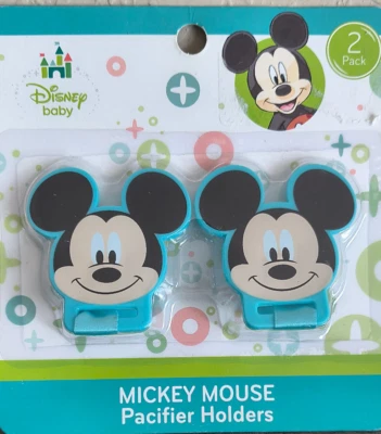 MICKEY MOUSE Porta Chupetes 2 paquetes Accesorios Bebé DISNEY Bebé NUEVO EN PAQUETE Foto 1 de 4