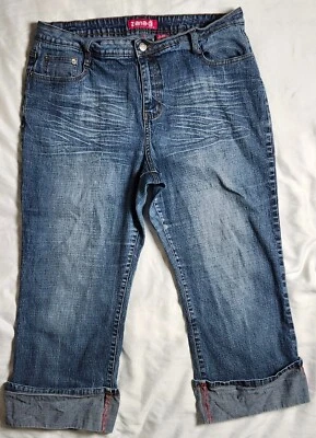 Jeans feminino Zana Di azul lavado tamanho 18 punho reto enrolado jeans - Imagem 1 de 4