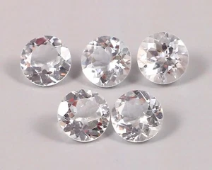 5 MM Natural Colorless Beryl Round Shape Faceted Loose Gemstone Lot Goshenite - Picture 1 of 5