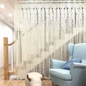 100x200 Macramé Ventana Puerta Cortina Boho Algodón Tejido Pared Colgante Boda Decoración - Imagen 1 de 5