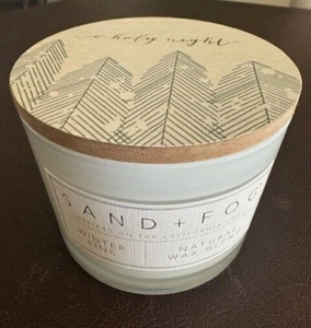 SAND + FOG WINTER PINE NATURAL ESSENTIAL OIL DBL WICK CANDLE 12 oz. WOODEN LID - Picture 1 of 9