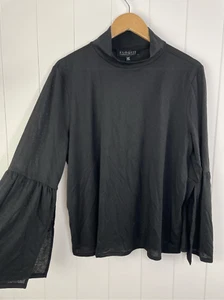 NWT Eloquii Flare Sleeve Black Mock Neck Sheer Top Plus 18/20 - Picture 1 of 10