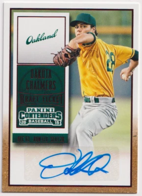 2015 Panini Contenders Autos Red Foil #16 Dakota Chalmers Oakland A's - Image 1 of 2