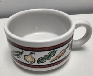 Houston Harvest Soup Mug Bowl Vegetables Pattern Stoneware HH 31923 10oz - Picture 1 of 5