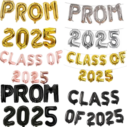 16" Letter PROM 2025 Graduation Foil Balloons CLASS OF 2025 Party Decoration UK - Image 1 of 1