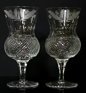 Edinburgh Crystal THISTLE Pattern - Pair of Water Goblets 6 1/2" - Picture 1 of 3