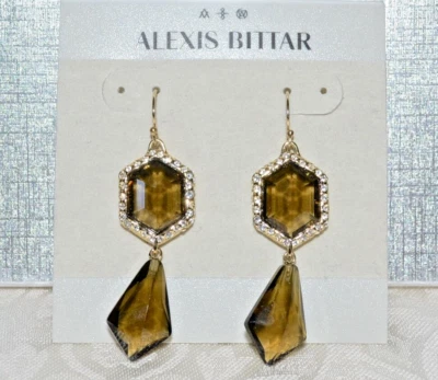 NWT $195 Alexis Bittar Miss Havisham Hexagon Smoky Quartz Drop Earrings - Image 1 of 2