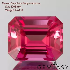 Cut stone - Sapphire Padparadscha Czochralski Pulled lab grown 10x8mm 4.2-4.6ct - Picture 1 of 4