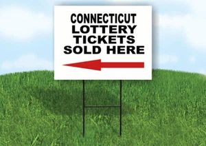 CONNECTICUT STATE LOTTERY TICKETS LEFT ARROW Yard Sign w Stand RASENSCHILD Single - Bild 1 von 5