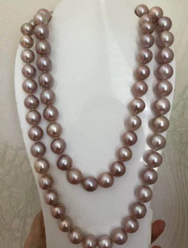 Gorgeous 11-12mm South Sea Lavender Baroque Pearl Necklace 38inch 925s - Image 1 of 3