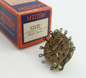 NOS Vintage 1960 MALLORY 1212L Rotary Switch 4 Circuits 2 Position Single Sectio - Picture 1 of 15