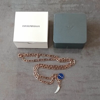 Collar Emporio Armani, Largo, Tono Oro Rosa Acero Inoxidable, Madreperla Foto 1 de 4