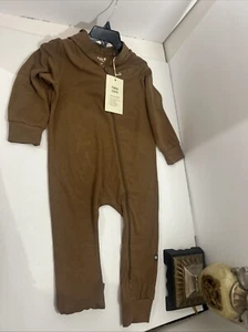 Kyte Baby Infant Brown Hooded Jersey Romper Bamboo Long Sleeve 3T NWT - Picture 1 of 5