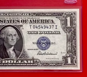 $1 1935-F ( T- I Block ) BLUE SEAL SILVER CERTIFICATE CU. - Picture 1 of 3