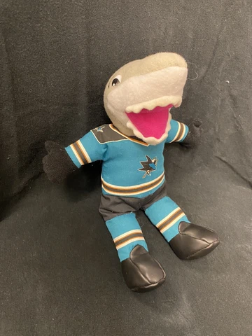 SJ Sharkie San Jose Sharks 1998 mascot stuffed plush bean bag 9" tall CLEAN Cover