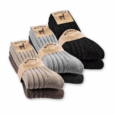 4 Paar Alpaka Socken Herren Damen Wintersocken warme Wollsocken - Bild 1 von 4