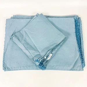 Pottery Barn Light Blue 100% Linen Beaded Placemats and Napkins Set Of 10 - Picture 1 of 4