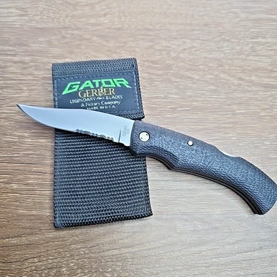 Gerber Gator 625 Folding Knife Clip Point Serrated Blade w/Nylon Sheath - Image 1 of 4
