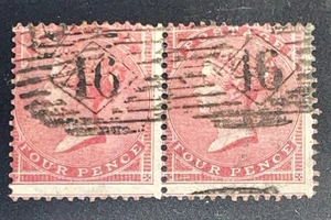 Sg66a 4d Rose Pair 1857 Large Garter Wmk (Lot 1601) - Picture 1 of 3