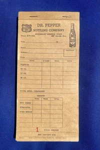 1960’s Dr Pepper Salesman Sales Receipt Book - Picture 1 of 2
