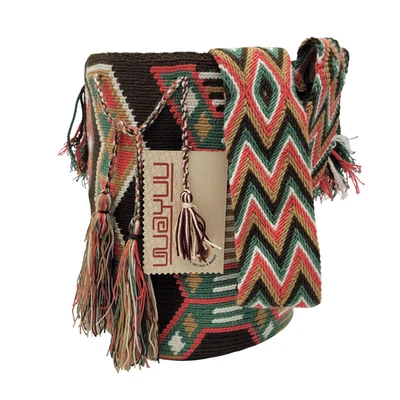 Colombiana 🇨🇴 Bolso Boho Mochila Bucket Grande Hecho a Mano Tribu Wayuu MUCHOS COLORES Foto 1 de 4