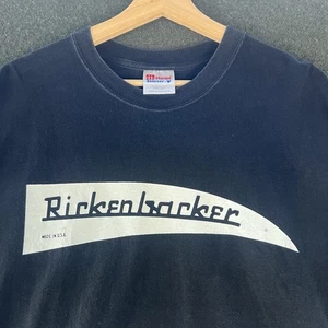 Vintage Rickenbacker T-Shirt Men's XL Black Graphic Guitar Music Fade USA Hanes - Picture 1 of 7