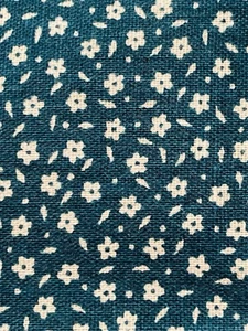 Cotton Fabric White Flowers on Teal Calico 1/2Y x 44" Width - Picture 1 of 3