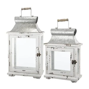 Holzkerze weiß Windlichter Kerzen Deko Halter 2er Set - Bild 1 von 7
