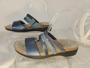 Munro Camila Slide Sandal Cushioned Metallic Blue .Gray Sz 7.5N - Picture 1 of 8