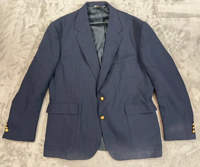 Stafford Blazer Mens 50L Navy Blue 2 Gold Button Sports Coat Worsted Wool USA - Image 1 of 4