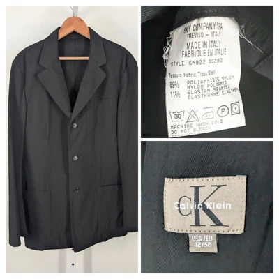 Calvin Klein Collection Vintage 90s Black Nylon Italy Normcore Tech Blazer EU 52 - Image 1 of 4