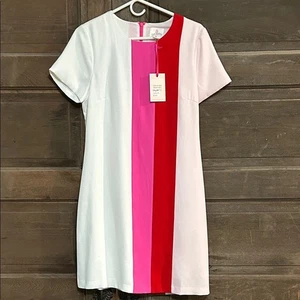 NUEVO VESTIDO JULIE BROWN NYC VEREST Talla 6 rosa rojo blanco bloques de colores manga corta - Imagen 1 de 7