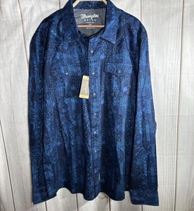 WRANGLER HERREN RETRO PREMIUM WESTERN DRUCKKNOPF DRUCK HEMD IN BANDANA BLAU Gr. 2XT - Bild 1 von 7
