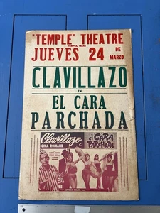 Vintage 1960s Clavillazo en El Cara Parchada Movie Poster Temple Theatre, Texas - Picture 1 of 14