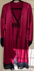 peignoir set 4x rot Satin schwarz Spitze verstellbare Träger - Bild 1 von 7