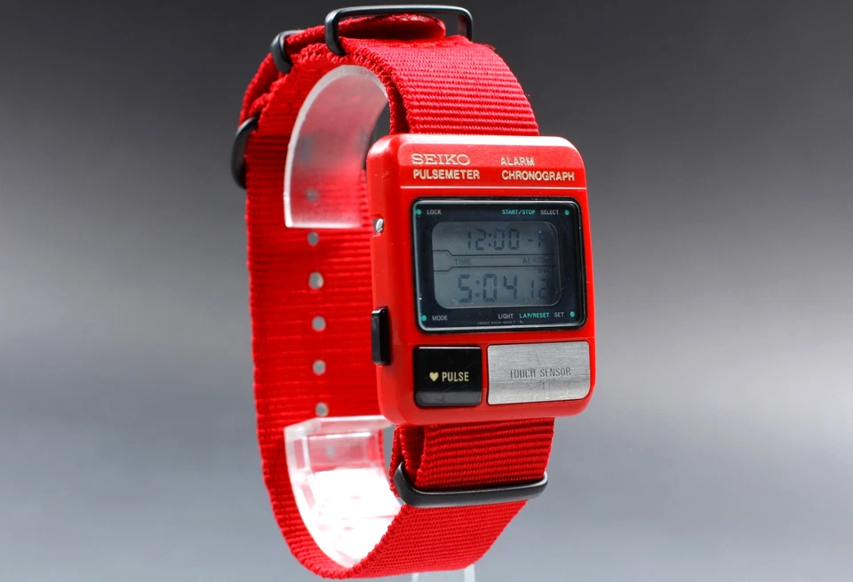 Nuevo reloj cuadrado de cuarzo para hombre Batt *Exc+5* 1991 Seiko PulseMeter S229-5000 JAPÓN Foto 1 de 4