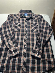 Camisa de franela a cuadros negra perla manga larga hombre alto 2XT Wrangler de colección para hombre - Imagen 1 de 6