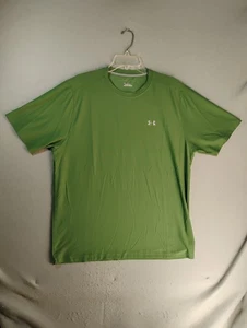 Under Armour Mens Shirt XL Green Heat Gear Short Sleeve Crewneck Logo Pullover - Picture 1 of 11