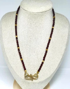 Vintage Granatkette 925er Silber mit S-Haken facettierte Almandin -Granate 42cm - Bild 1 von 6