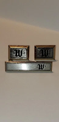 Vintage Hickok Goldtone & Silver Cufflinks  And Tie Clip Letter W MONAGRM  - Image 1 of 4