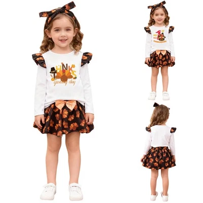 Pagliaccetto e gonna fascia elegante per bambina vestito giorno abbigliamento quotidiano - Immagine 1 di 3