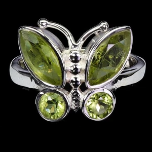 925 Sterling Silver Ring Marquise Peridot Natural Gemstone Jewelry Size 8 - Picture 1 of 14