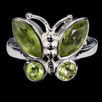 925 Sterling Silver Ring Marquise Peridot Natural Gemstone Jewelry Size 8 - Image 1 of 4