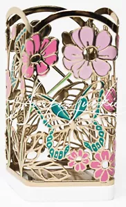 Bath & Body Works Pink Foaming Soap Holder Sleeve Gold Pink Flowers Butterflies - Picture 1 of 1