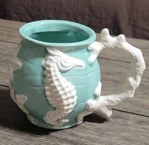 Boston Warehouse Mug Ocean Seahorse Starfish Coffee Cup Ocean Bottom Blue - Picture 1 of 5