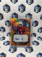 2023 Prizm Draft Picks Football Travell Harris Rookie Auto Orange Pulsar/49 SSP 