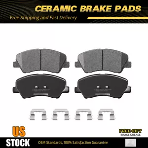 Front Ceramic Brake Pads for 2012 - 2017 Hyundai Accent Kia Rio w/ Hardware - Picture 1 of 7